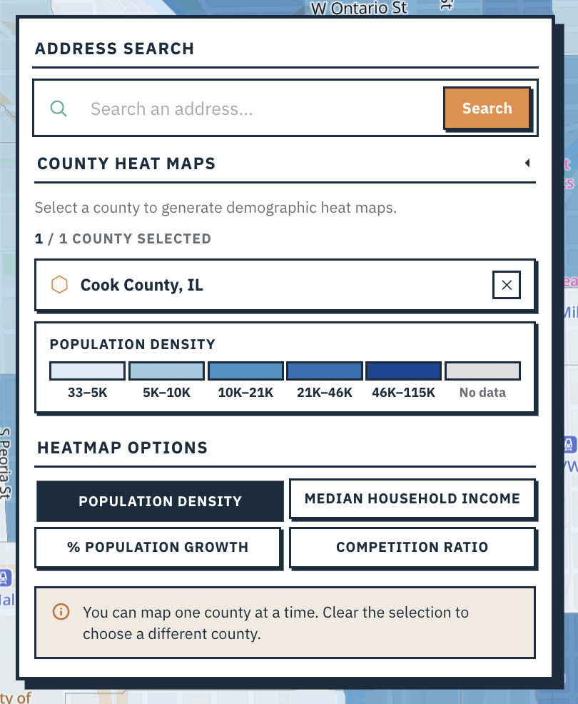 Four heat-map measures, one active at a time